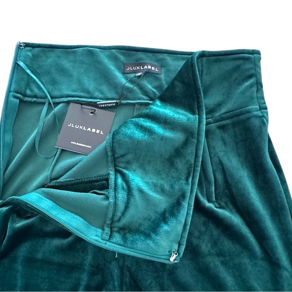 JLUXLABEL Size Medium Noir Ultra High Waist Skinny Emerald Green Velvet Pants - Picture 6 of 11